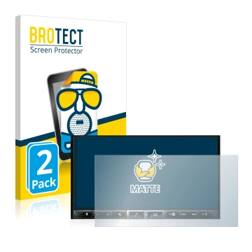 Vorderseite einer Produktverpackung mit dem Markenlogo BROTECT. Daneben ist das Gerät Alpine iLX-705D mit dem zugehörigen Disp