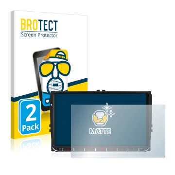Vorderseite einer Produktverpackung mit dem Markenlogo BROTECT. Daneben ist das Gerät M.I.C. AV9V2 mit dem zugehörigen Display