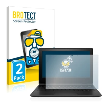 Vorderseite einer Produktverpackung mit dem Markenlogo BROTECT. Daneben ist das Gerät HP Chromebook x360 11 G3 mit dem zugehör