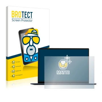 Vorderseite einer Produktverpackung mit dem Markenlogo BROTECT. Daneben ist das Gerät ASUS ZenBook 14 OLED mit dem zugehörigen