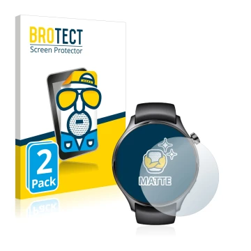 Vorderseite einer Produktverpackung mit dem Markenlogo BROTECT. Daneben ist das Gerät Xiaomi Watch S1 Pro mit dem zugehörigen 