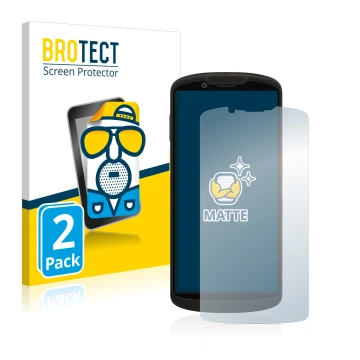 Vorderseite einer Produktverpackung mit dem Markenlogo BROTECT. Daneben ist das Gerät Zebra TC58 mit dem zugehörigen Displaysc