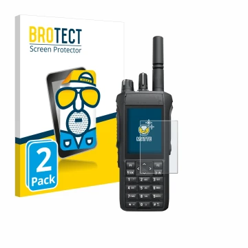 Vorderseite einer Produktverpackung mit dem Markenlogo BROTECT. Daneben ist das Gerät Motorola R7 mit dem zugehörigen Displays