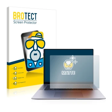 Vorderseite einer Produktverpackung mit dem Markenlogo BROTECT. Daneben ist das Gerät Huawei MateBook 16s mit dem zugehörigen 