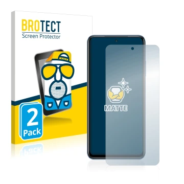 Vorderseite einer Produktverpackung mit dem Markenlogo BROTECT. Daneben ist das Gerät Xiaomi Poco M5s mit dem zugehörigen Disp