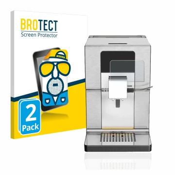 Vorderseite einer Produktverpackung mit dem Markenlogo BROTECT. Daneben ist das Gerät Krups Intuition Experience+ EA877D10 mit