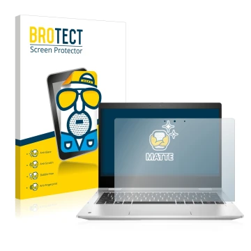 Vorderseite einer Produktverpackung mit dem Markenlogo BROTECT. Daneben ist das Gerät HP ProBook x360 435 G9 mit dem zugehörig