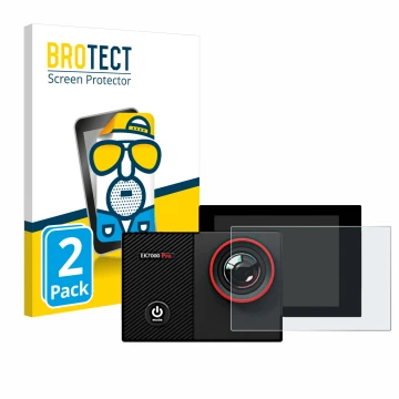 Vorderseite einer Produktverpackung mit dem Markenlogo BROTECT. Daneben ist das Gerät Akaso EK7000 Pro mit dem zugehörigen Dis