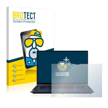 Vorderseite einer Produktverpackung mit dem Markenlogo BROTECT. Daneben ist das Gerät ASUS ROG Flow X16 mit dem zugehörigen Di