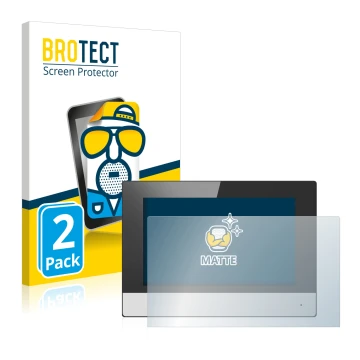Vorderseite einer Produktverpackung mit dem Markenlogo BROTECT. Daneben ist das Gerät Hikvision DS-KH6320-WTE2 (Innenstation) 