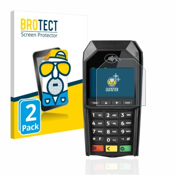 Vorderseite einer Produktverpackung mit dem Markenlogo BROTECT. Daneben ist das Gerät ingenico Desk/1600 mit dem zugehörigen D