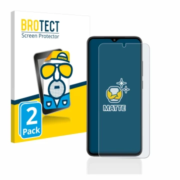 Vorderseite einer Produktverpackung mit dem Markenlogo BROTECT. Daneben ist das Gerät Xiaomi Redmi A2 mit dem zugehörigen Disp