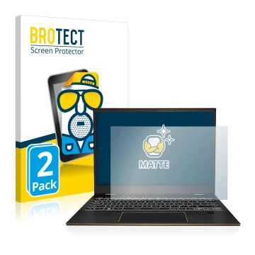 Vorderseite einer Produktverpackung mit dem Markenlogo BROTECT. Daneben ist das Gerät MSI Summit E13 Flip Evo mit dem zugehöri