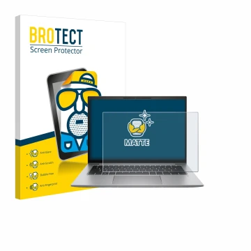 Vorderseite einer Produktverpackung mit dem Markenlogo BROTECT. Daneben ist das Gerät HP Zbook Firefly 14 G9 mit dem zugehörig