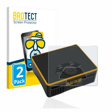 Vorderseite einer Produktverpackung mit dem Markenlogo BROTECT. Daneben ist das Gerät Junsi iCharger DX6 mit dem zugehörigen D