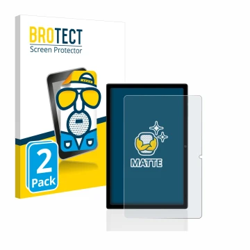 Vorderseite einer Produktverpackung mit dem Markenlogo BROTECT. Daneben ist das Gerät Blackview Tab 16 mit dem zugehörigen Dis