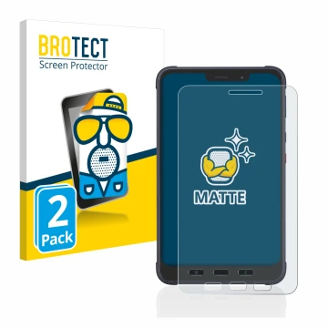 Vorderseite einer Produktverpackung mit dem Markenlogo BROTECT. Daneben ist das Gerät Samsung Galaxy Tab Active 3 Enterprise E