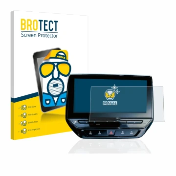 Vorderseite einer Produktverpackung mit dem Markenlogo BROTECT. Daneben ist das Gerät Volkswagen ID.5 Discover Pro 12