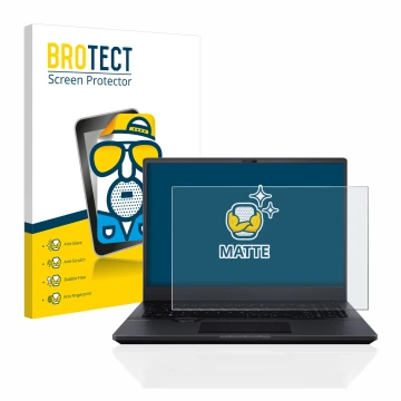 Vorderseite einer Produktverpackung mit dem Markenlogo BROTECT. Daneben ist das Gerät ASUS ProArt StudioBook 16 OLED mit dem z