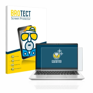 Vorderseite einer Produktverpackung mit dem Markenlogo BROTECT. Daneben ist das Gerät HP EliteBook 640 G9 mit dem zugehörigen 
