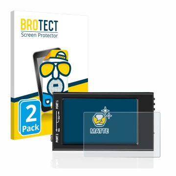 Vorderseite einer Produktverpackung mit dem Markenlogo BROTECT. Daneben ist das Gerät SDRGEEK NanoVNA-F V2 mit dem zugehörigen