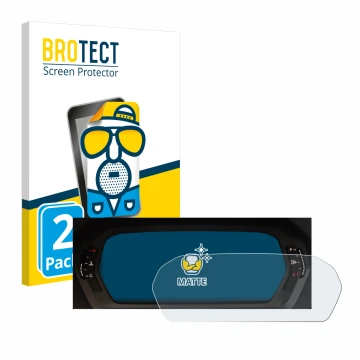 Vorderseite einer Produktverpackung mit dem Markenlogo BROTECT. Daneben ist das Gerät Audi A3 2023 Virtual cockpit Plus mit de