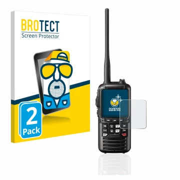Vorderseite einer Produktverpackung mit dem Markenlogo BROTECT. Daneben ist das Gerät Standard Horizon HX890 mit dem zugehörig