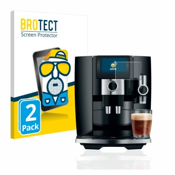 Vorderseite einer Produktverpackung mit dem Markenlogo BROTECT. Daneben ist das Gerät Jura J8 mit dem zugehörigen Displayschut