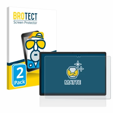 Vorderseite einer Produktverpackung mit dem Markenlogo BROTECT. Daneben ist das Gerät Jumper EZpad M11 mit dem zugehörigen Dis