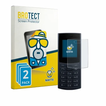 Vorderseite einer Produktverpackung mit dem Markenlogo BROTECT. Daneben ist das Gerät Nokia 110 4G (2023) mit dem zugehörigen 