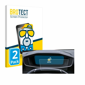 Vorderseite einer Produktverpackung mit dem Markenlogo BROTECT. Daneben ist das Gerät Peugeot 2008 2022 Cockpit mit dem zugehö