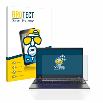 Vorderseite einer Produktverpackung mit dem Markenlogo BROTECT. Daneben ist das Gerät Lenovo ThinkPad L15 Gen 4 mit dem zugehö