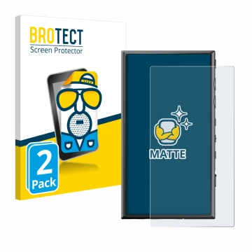 Vorderseite einer Produktverpackung mit dem Markenlogo BROTECT. Daneben ist das Gerät Sony Walkman NW-A306 mit dem zugehörigen