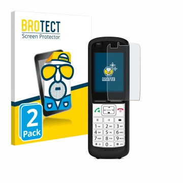 Vorderseite einer Produktverpackung mit dem Markenlogo BROTECT. Daneben ist das Gerät Unify OpenScape DECT Phone R6 mit dem zu