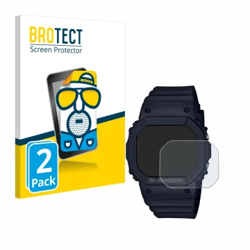 Vorderseite einer Produktverpackung mit dem Markenlogo BROTECT. Daneben ist das Gerät Casio G-Shock GMD-S5600 mit dem zugehöri