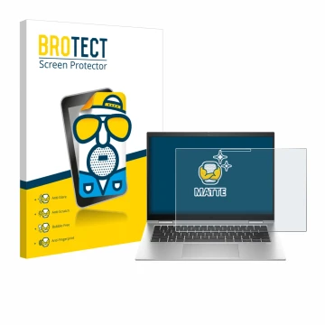 Vorderseite einer Produktverpackung mit dem Markenlogo BROTECT. Daneben ist das Gerät HP EliteBook x360 1040 G10 mit dem zugeh