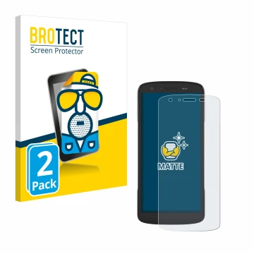 Vorderseite einer Produktverpackung mit dem Markenlogo BROTECT. Daneben ist das Gerät Zebra TC27 mit dem zugehörigen Displaysc