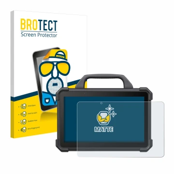 Vorderseite einer Produktverpackung mit dem Markenlogo BROTECT. Daneben ist das Gerät Launch X-431 Tab VII (Tab 7) Elite mit d