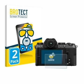 Vorderseite einer Produktverpackung mit dem Markenlogo BROTECT. Daneben ist das Gerät Fujifilm X-S20 mit dem zugehörigen Displ