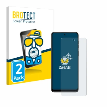 Vorderseite einer Produktverpackung mit dem Markenlogo BROTECT. Daneben ist das Gerät Motorola Moto G54 mit dem zugehörigen Di