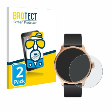 Vorderseite einer Produktverpackung mit dem Markenlogo BROTECT. Daneben ist das Gerät Withings ScanWatch Light mit dem zugehör