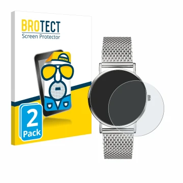 Vorderseite einer Produktverpackung mit dem Markenlogo BROTECT. Daneben ist das Gerät Liebeskind New Case Mesh (34 mm) mit dem