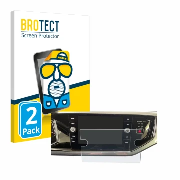 Vorderseite einer Produktverpackung mit dem Markenlogo BROTECT. Daneben ist das Gerät Volkswagen Polo VI Ready 2 Discover 8