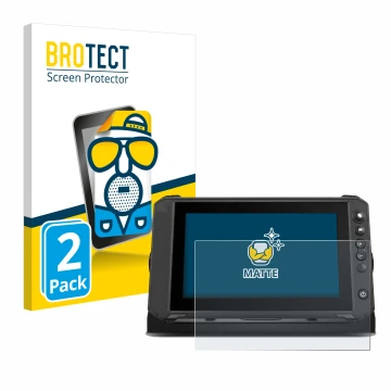 Vorderseite einer Produktverpackung mit dem Markenlogo BROTECT. Daneben ist das Gerät Lowrance Elite FS 9 mit dem zugehörigen 