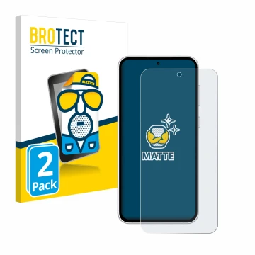 Vorderseite einer Produktverpackung mit dem Markenlogo BROTECT. Daneben ist das Gerät Samsung Galaxy S23 FE mit dem zugehörige