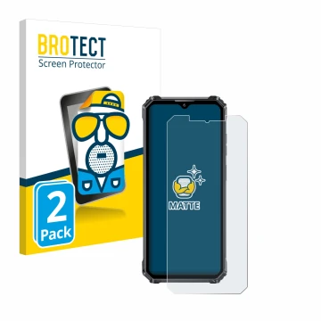 Vorderseite einer Produktverpackung mit dem Markenlogo BROTECT. Daneben ist das Gerät Oukitel WP28 mit dem zugehörigen Display