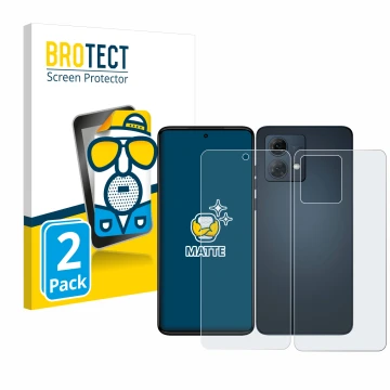 Vorderseite einer Produktverpackung mit dem Markenlogo BROTECT. Daneben ist das Gerät Motorola Moto G84 (Display+Rückseite) mi