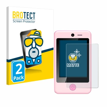Vorderseite einer Produktverpackung mit dem Markenlogo BROTECT. Daneben ist das Gerät Pthtechus Children’s Smartphone mit dem 