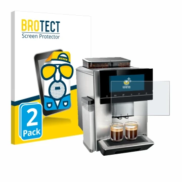 Vorderseite einer Produktverpackung mit dem Markenlogo BROTECT. Daneben ist das Gerät Siemens EQ900 TQ907D03 mit dem zugehörig