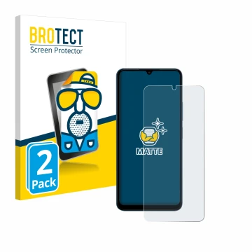Vorderseite einer Produktverpackung mit dem Markenlogo BROTECT. Daneben ist das Gerät Xiaomi Redmi 13C mit dem zugehörigen Dis